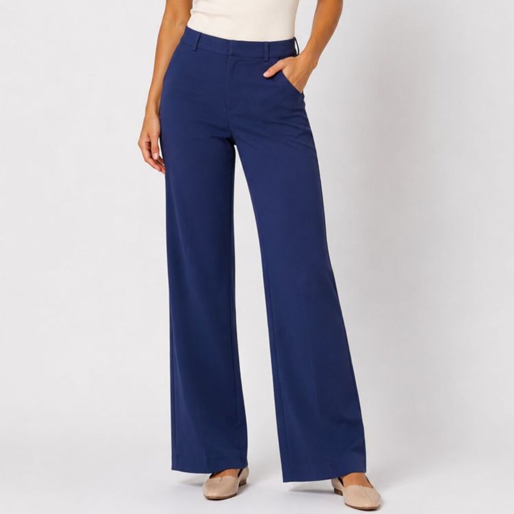 Bailey 44 Women's XL Navy Wide Leg Pull On Dress Pants Stretch Career Slacks